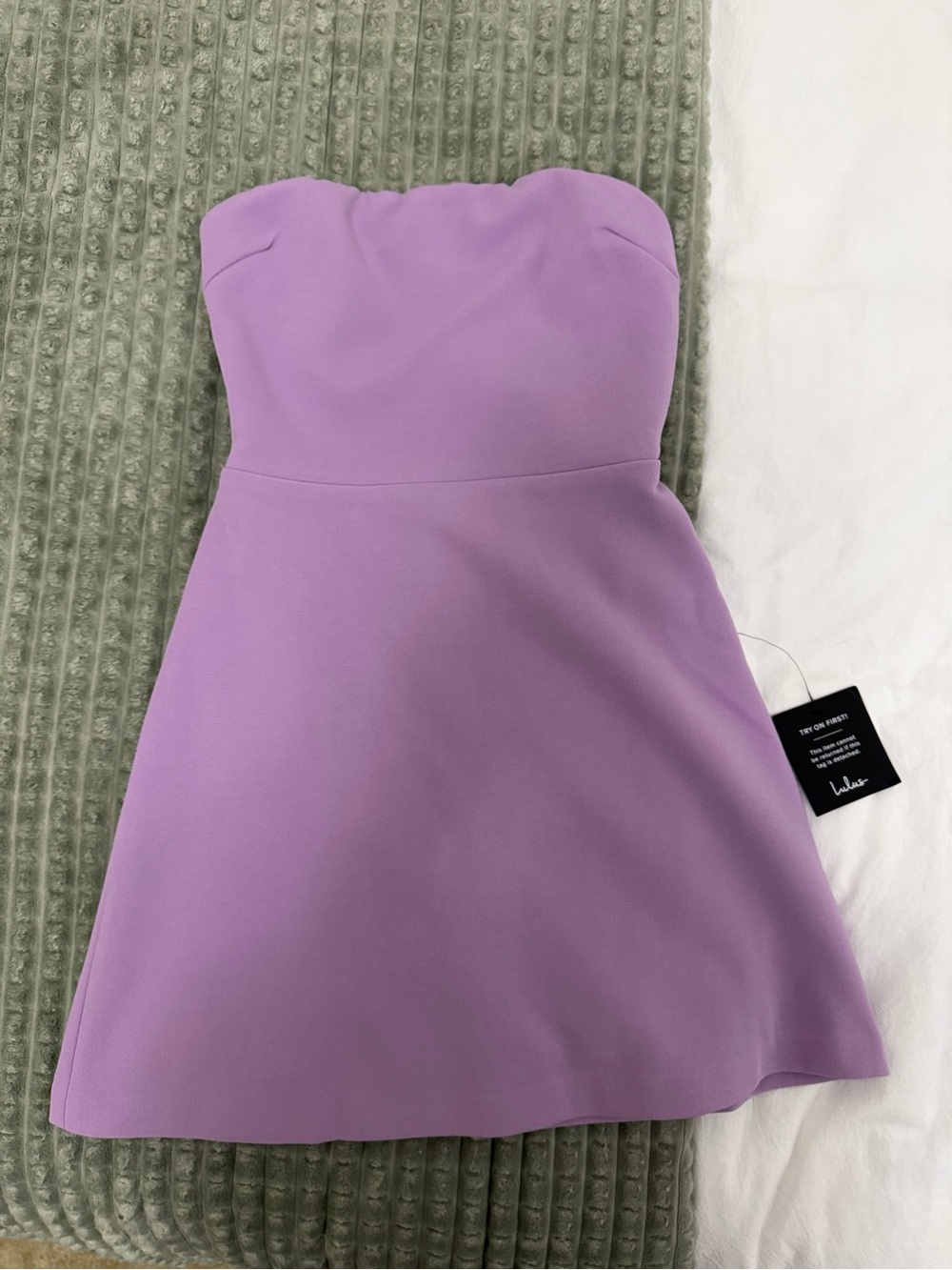 Lulus Nadine Lavender Strapless Back Mini Dress